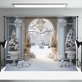Aperturee - White Architecture Winter Snowy Scenery Backdrop
